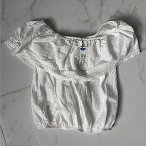 White Off-Shoulder Smocked Crop Top - Seaspice